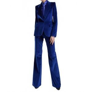 NEW BARBARA BUI single breasted velvet fitted jacket in royal blue